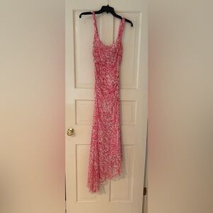 Diane Von Furstenberg Vinatge Pink Floral Scoop-Neck Maxi Dress. Size 8